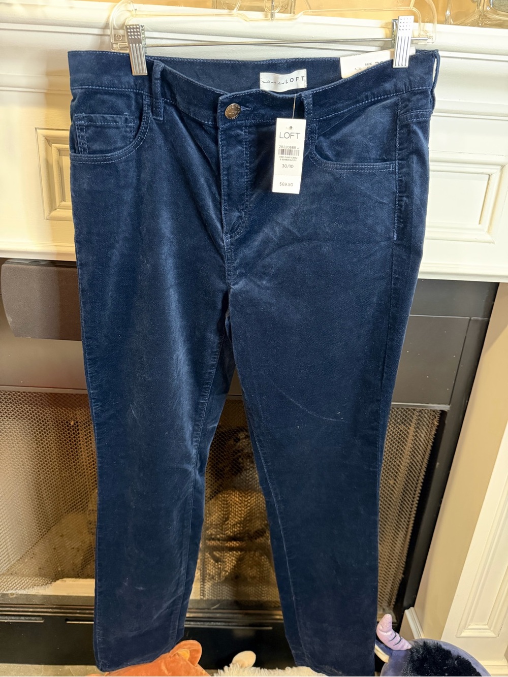 LOFT Women's Navy Straight-Leg Corduroy Pants